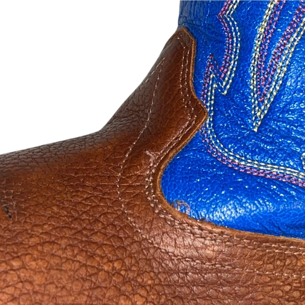 Cody James Brown Leather Blue Top Square Toe Boots